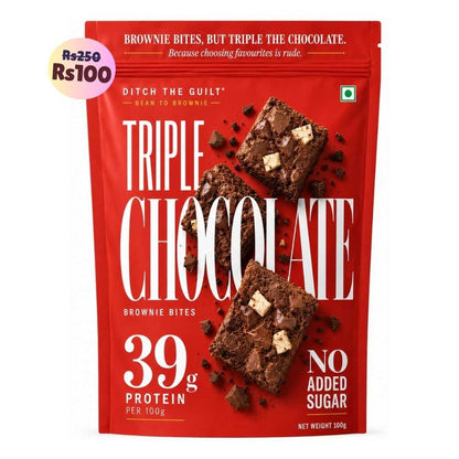 Triple Chocolate • 39g Protein • Sugar Free High Protein Brownies Bites • 100g