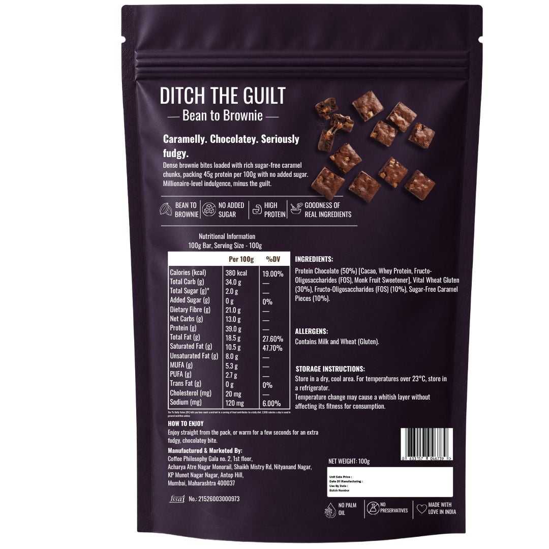 Millionaire • 39g Protein • Sugar Free High Protein Brownie • 100g