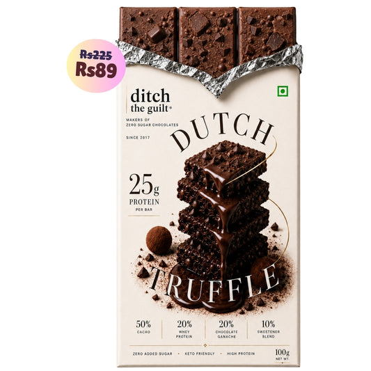 Dutch Truffle (Ganache) • 25g Protein • Sugar Free Dark Chocolate Bar • 100g