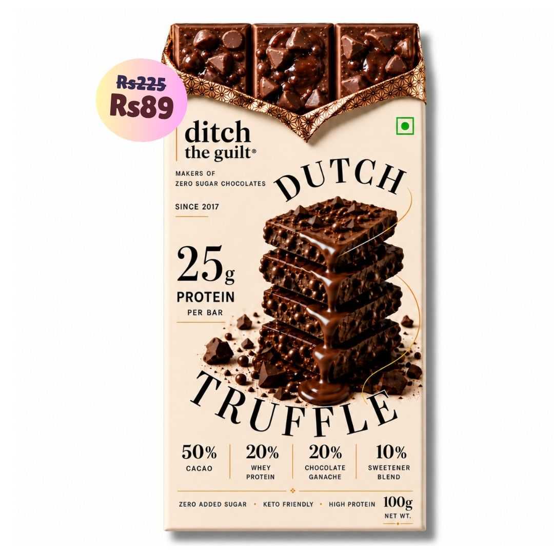 Dutch Truffle Ganache • 25g Protein • Sugar Free Dark Chocolate Bar • 100g