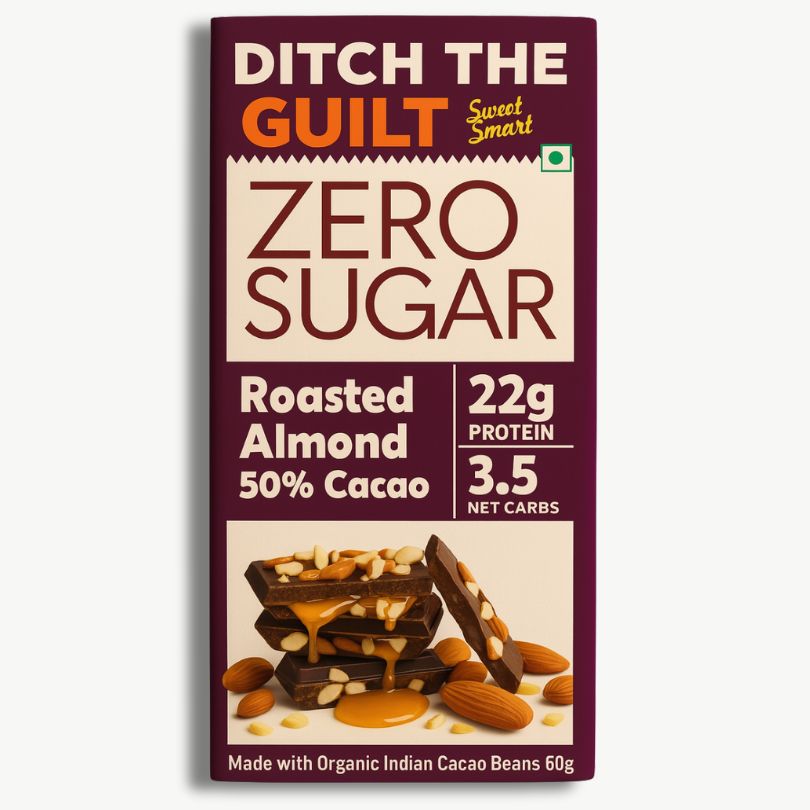 Roasted California Almonds  - Sugar Free Protein Chocolate  - High Protein  - 60g