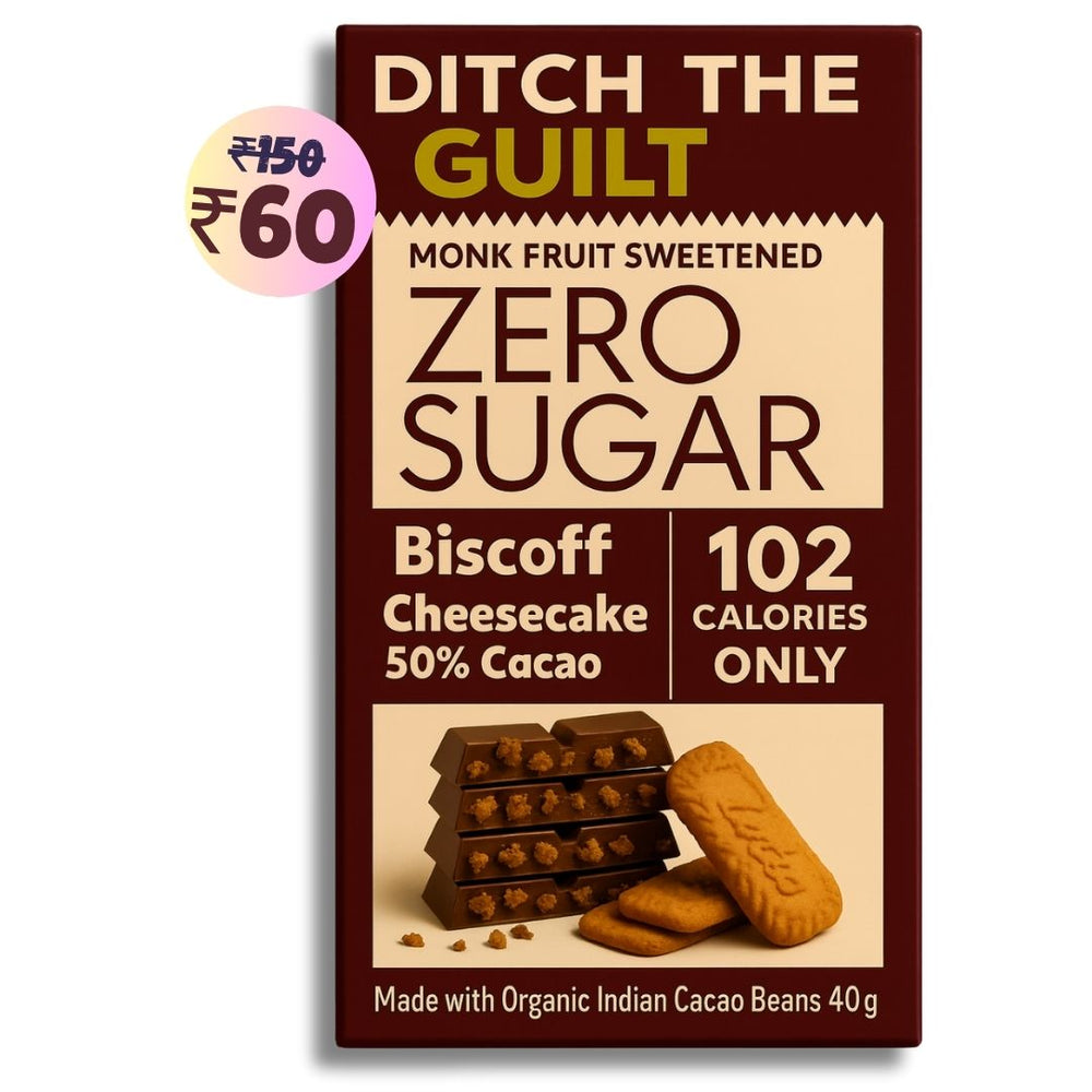Biscoff Crunchy • 102 Calories Only • Low Calorie Sugar Free Dark Chocolate • 40g bar