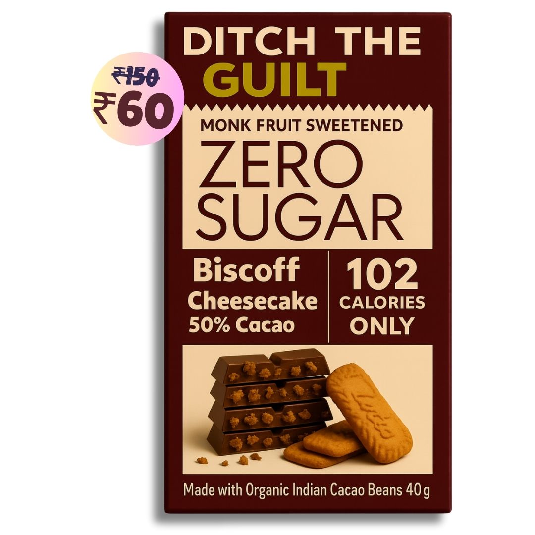 Biscoff Crunchy • 102 Calories Only • Low Calorie Sugar Free Dark Chocolate • 40g bar