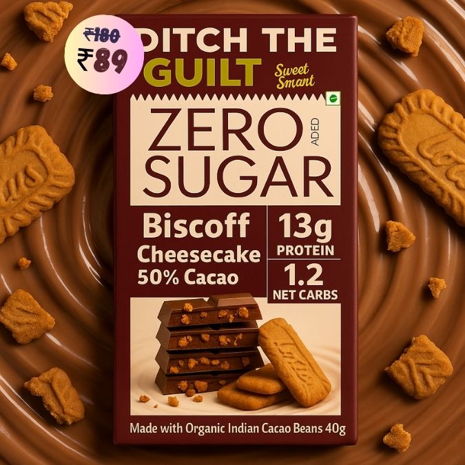 Biscoff Cheese Cake •  13g Protein •  Sugar Free Dark Chocolate • 40g