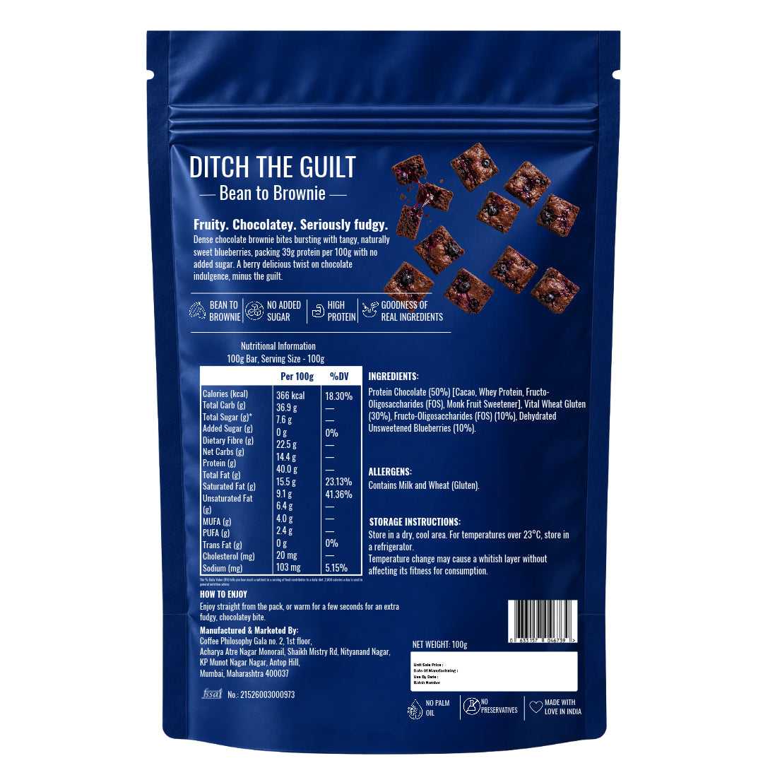 Blueberry • 40g Protein • Sugar Free High Protein Brownie • 100g