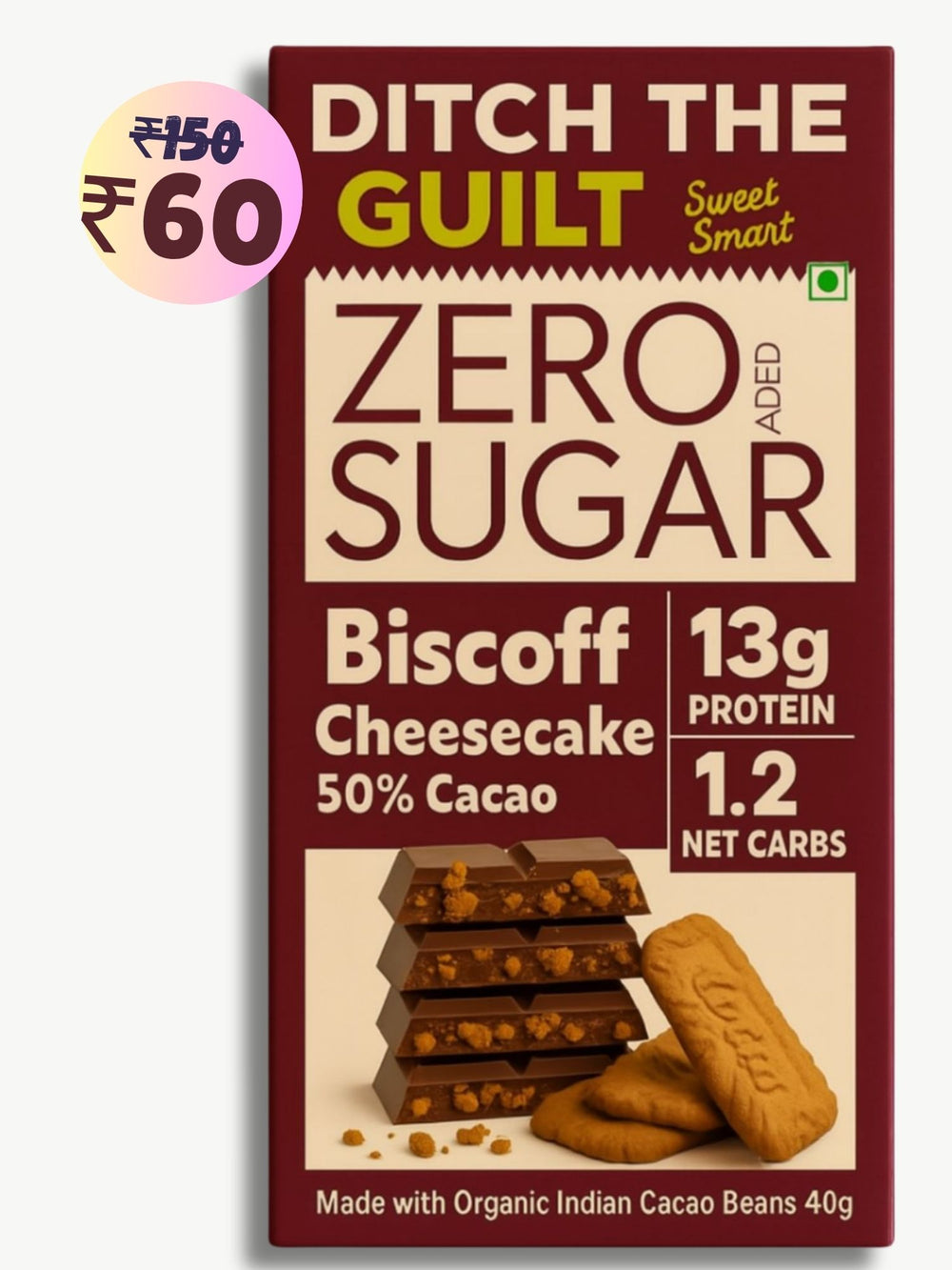Biscoff Crunchy • 13g Protein • Sugar Free Dark Chocolate • 40g bar