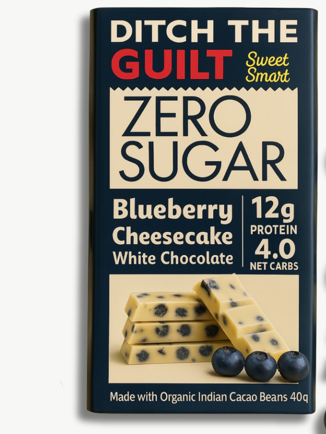 Blueberry Cheese Cake • 12g Protein • Sugar Free White Chocolate • 40g