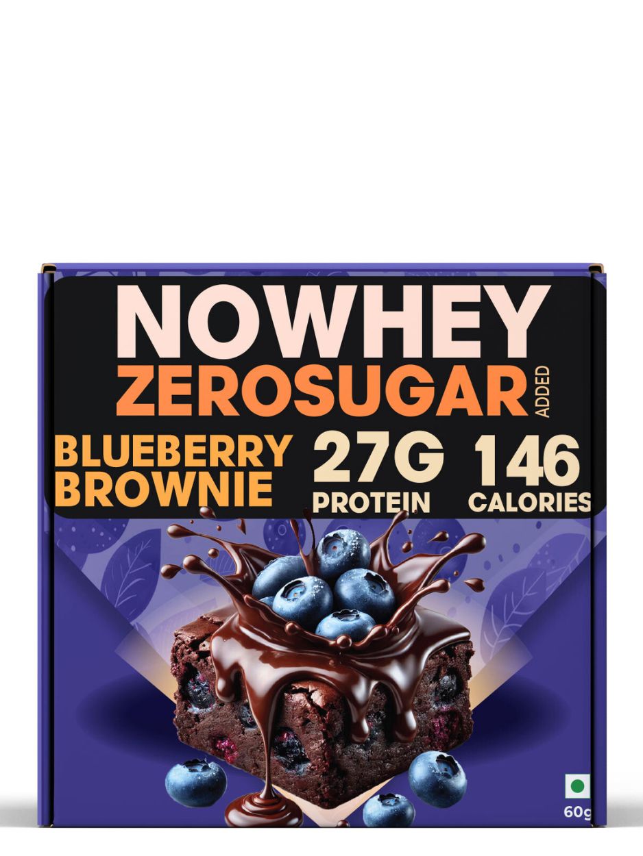 Blueberry Protein Brownie - 27g Protein - 146 Calories Only - No Whey Protein - 60g