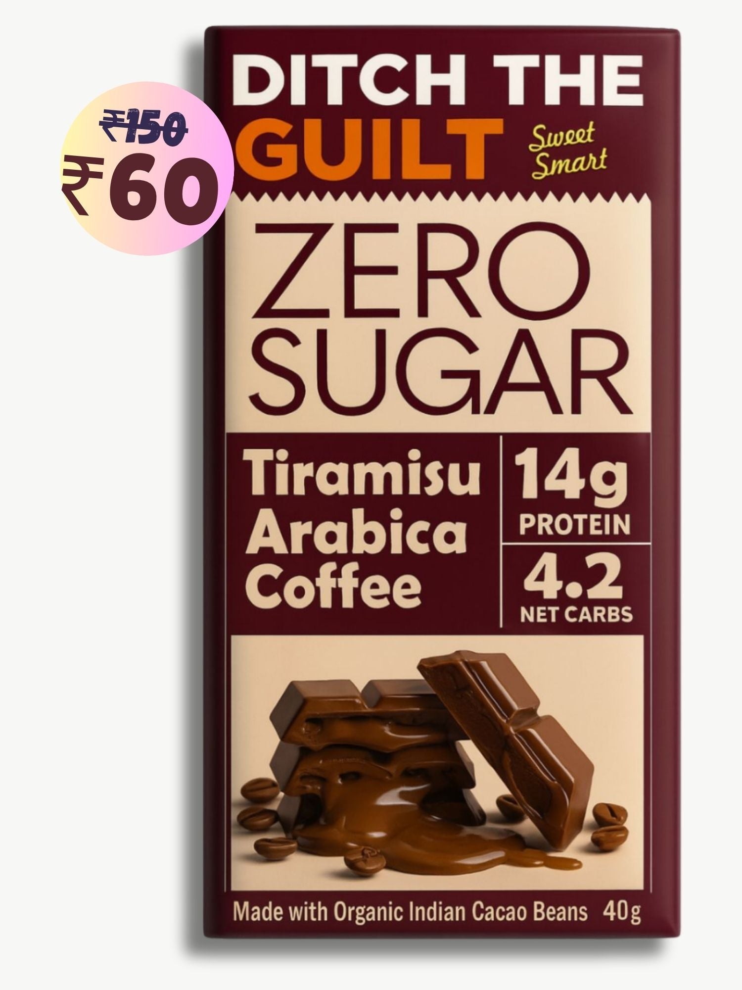 Tiramisu Coffee • 14g Protein • Sugar Free Dark Chocolate • 40g bar