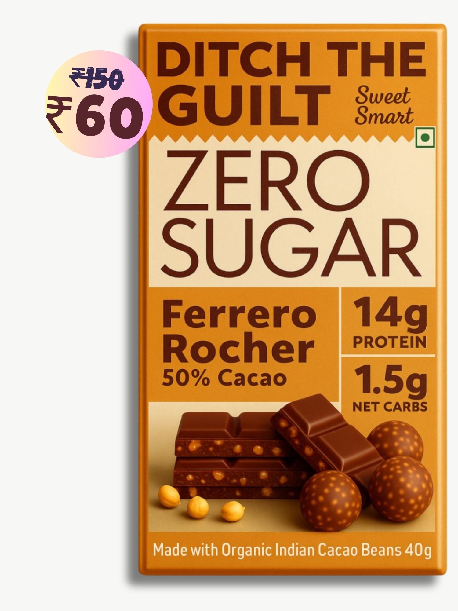 Ferrero Rocher • 14g Protein • Sugar Free Dark Chocolate • 40g bar