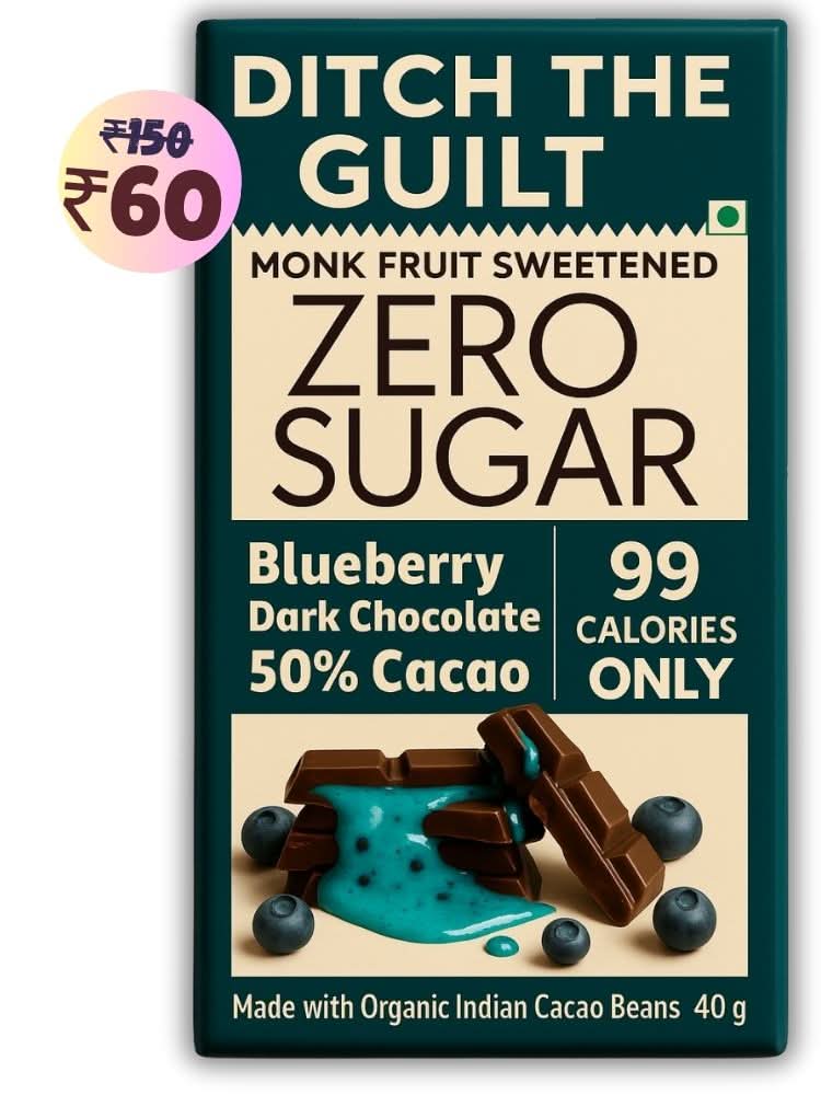 Blueberry • 99 Calories • Sugar Free Dark Chocolate • 40g