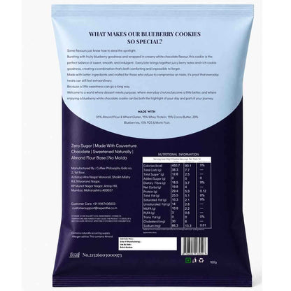 Blueberry Cookies (5x20g Cookies)• 29g Protein Per Pack • Sugar-Free & High Protein Almond Flour Cookies • 100g