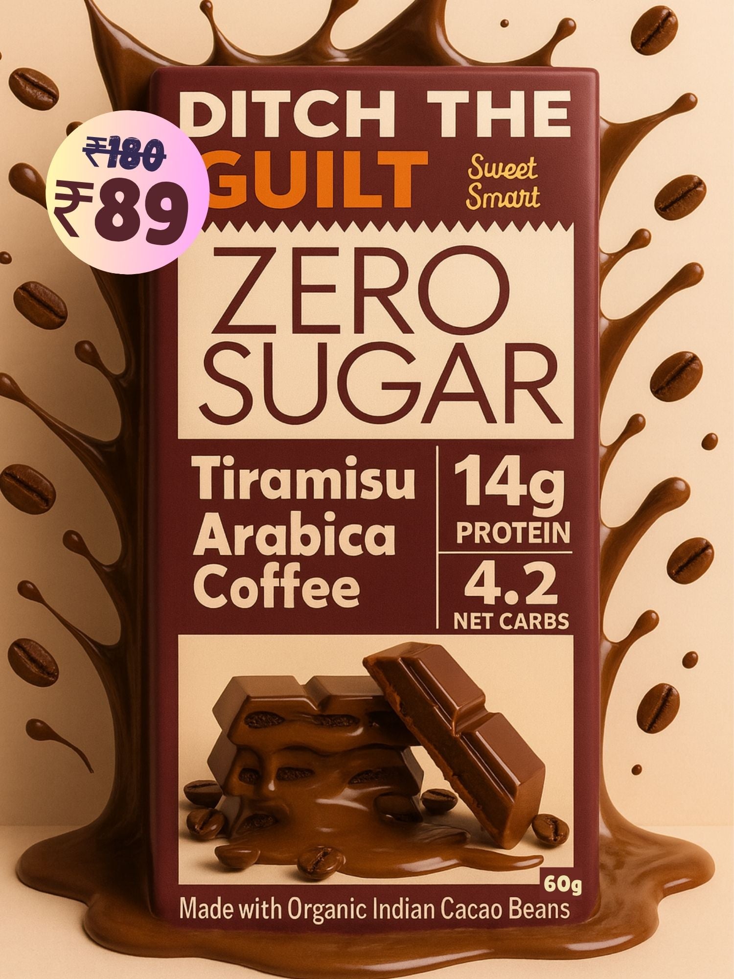 Tiramisu Coffee • 14g Protein • Sugar Free Dark Chocolate • 60g