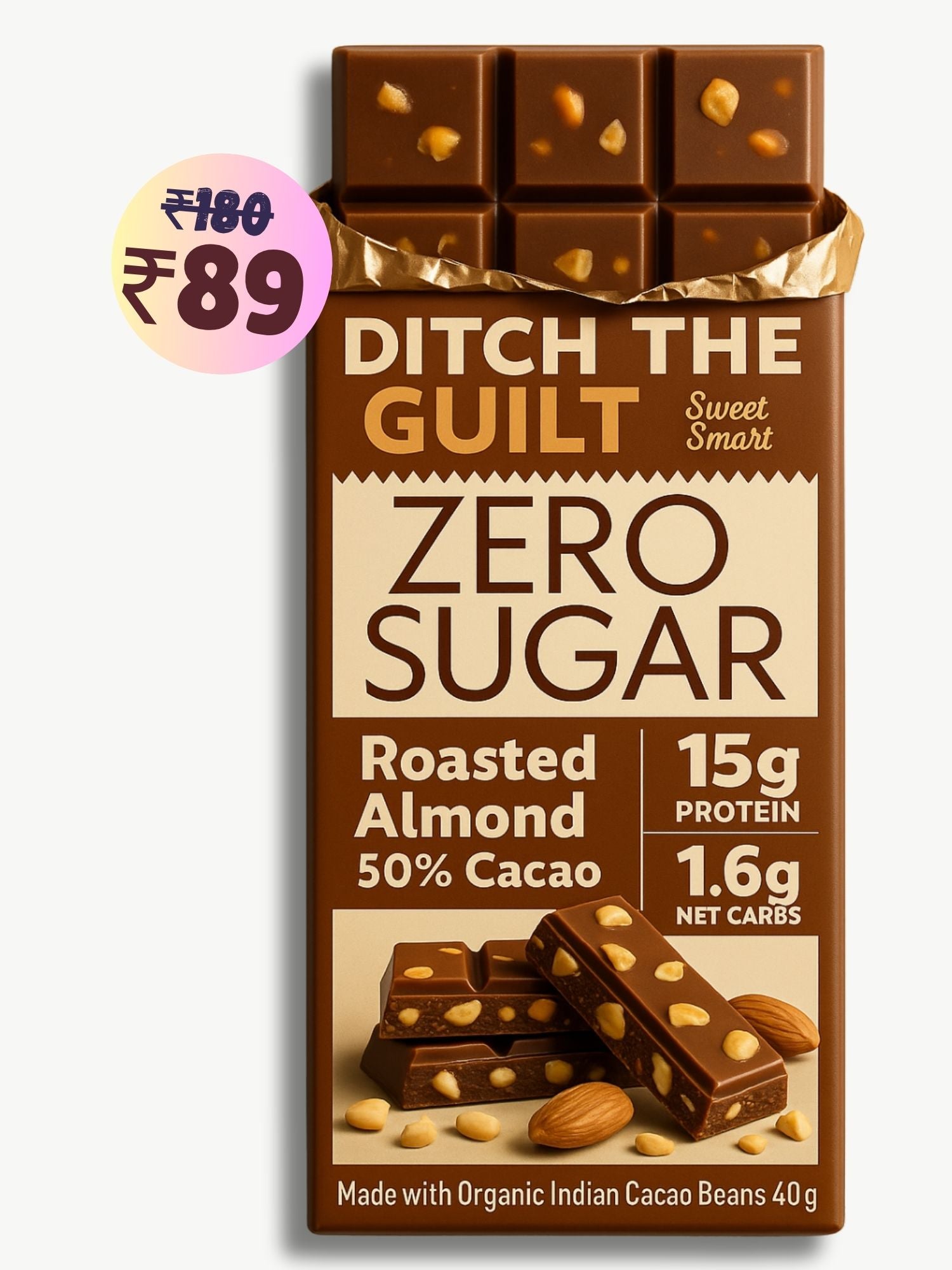 Mighty Hazelnut • 17g Protein • Sugar Free Dark Chocolate • 40g bar
