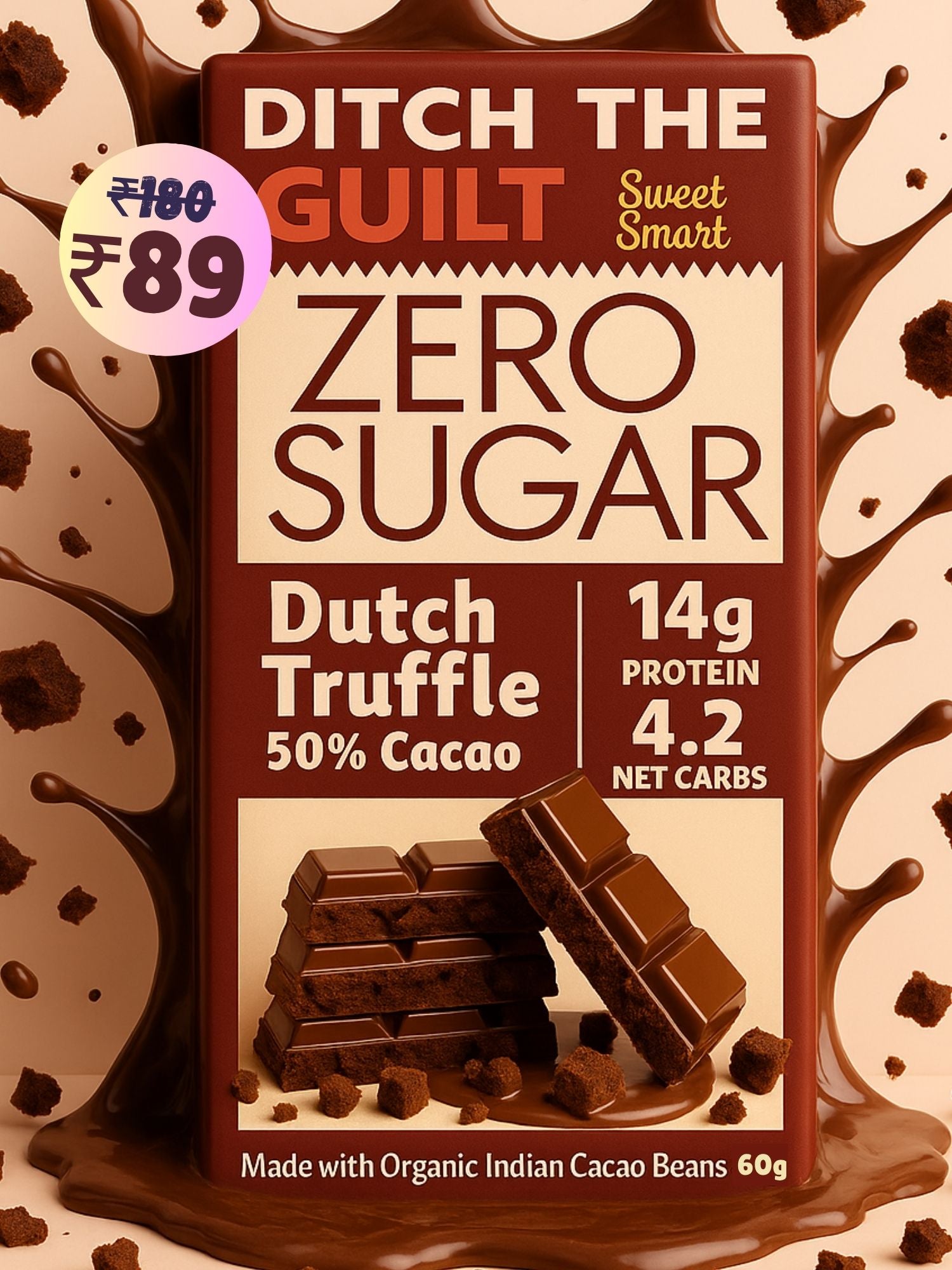 Dutch Truffle • 14g Protein •  Sugar Free Dark Chocolate • 60g