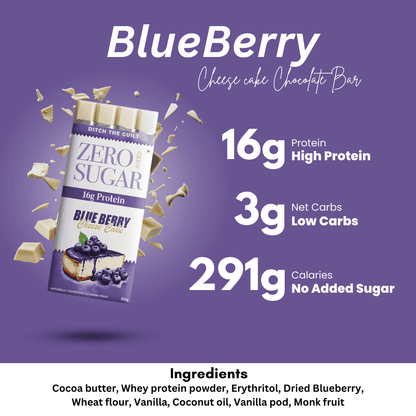 Blueberry Cheese Cake - White Chocolate - High Protein - Sugar Free - 60g