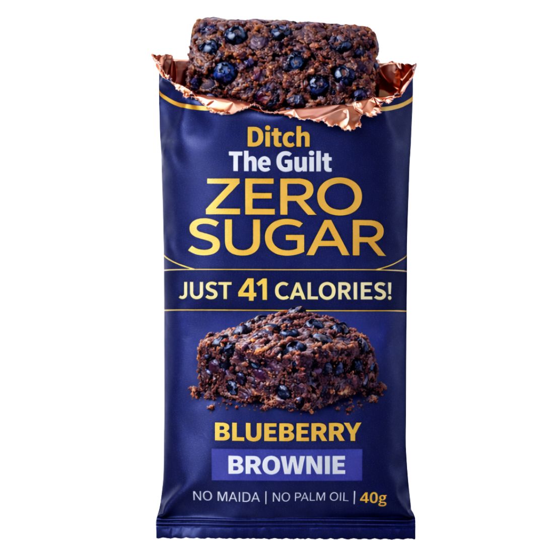 Blueberry • 41 Calories • 15% Blueberries • Low Calorie & Sugar Free Brownie • 40g