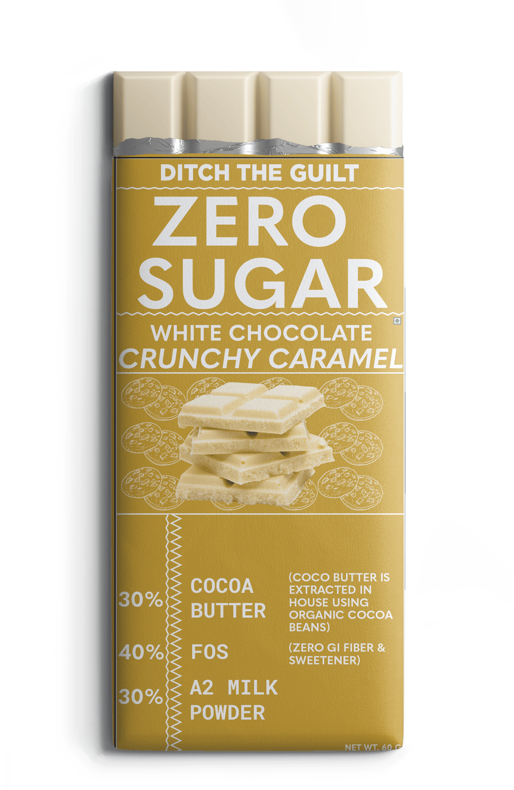 Crunchy Caramel - White Chocolate - Sugar Free  - 60g