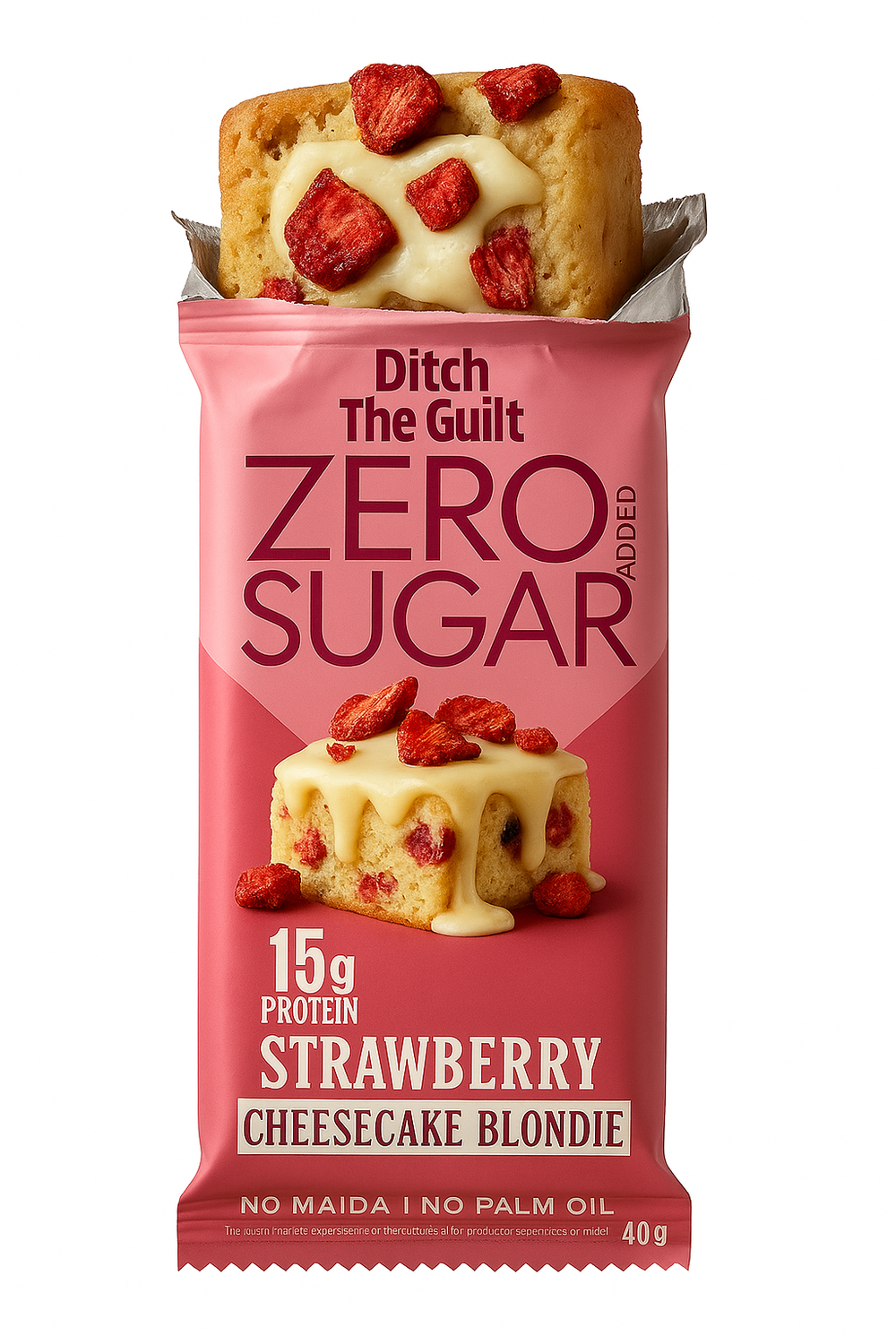 Strawberry Cheesecake Protein Brownie • 15g Protein • Sugar Free & High Protein • Low Net Carbs • 40g