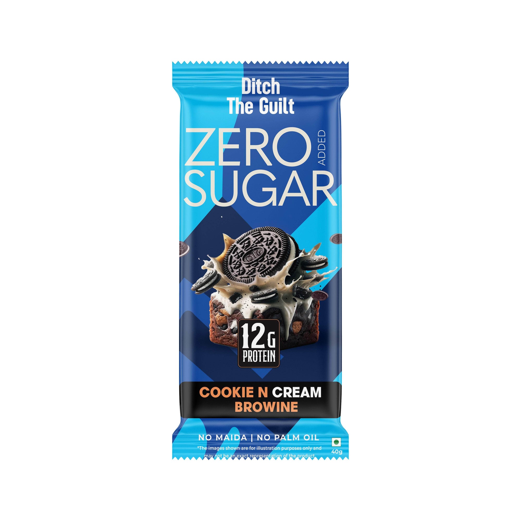 Cookie and Cream Protein Brownie - Sugar Free & High Protein, Low Net Carbs - 40g