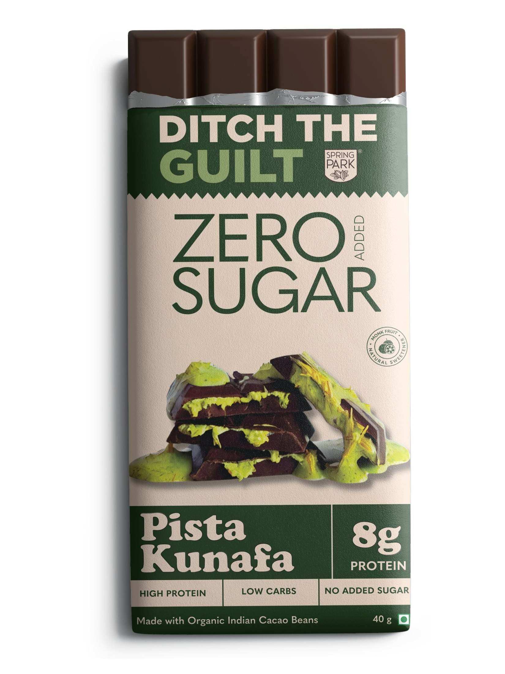 Pista Kunafa - Sugar Free Dark Protein Chocolate - Center Filled - High Protein  - 40g