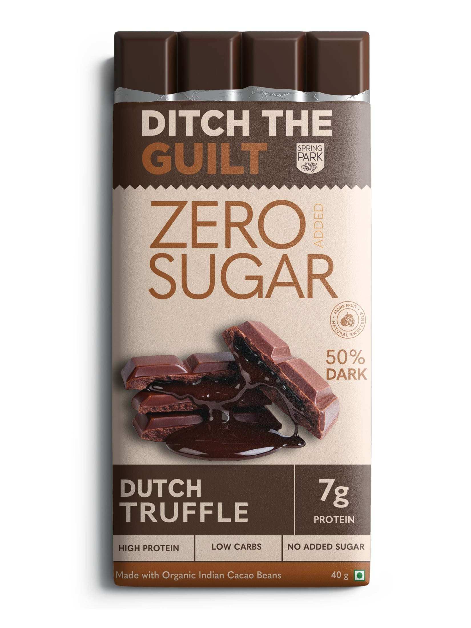 Dutch Truffle  - Sugar Free Dark Protein Chocolate - Center Filled - High Protein  - 40g