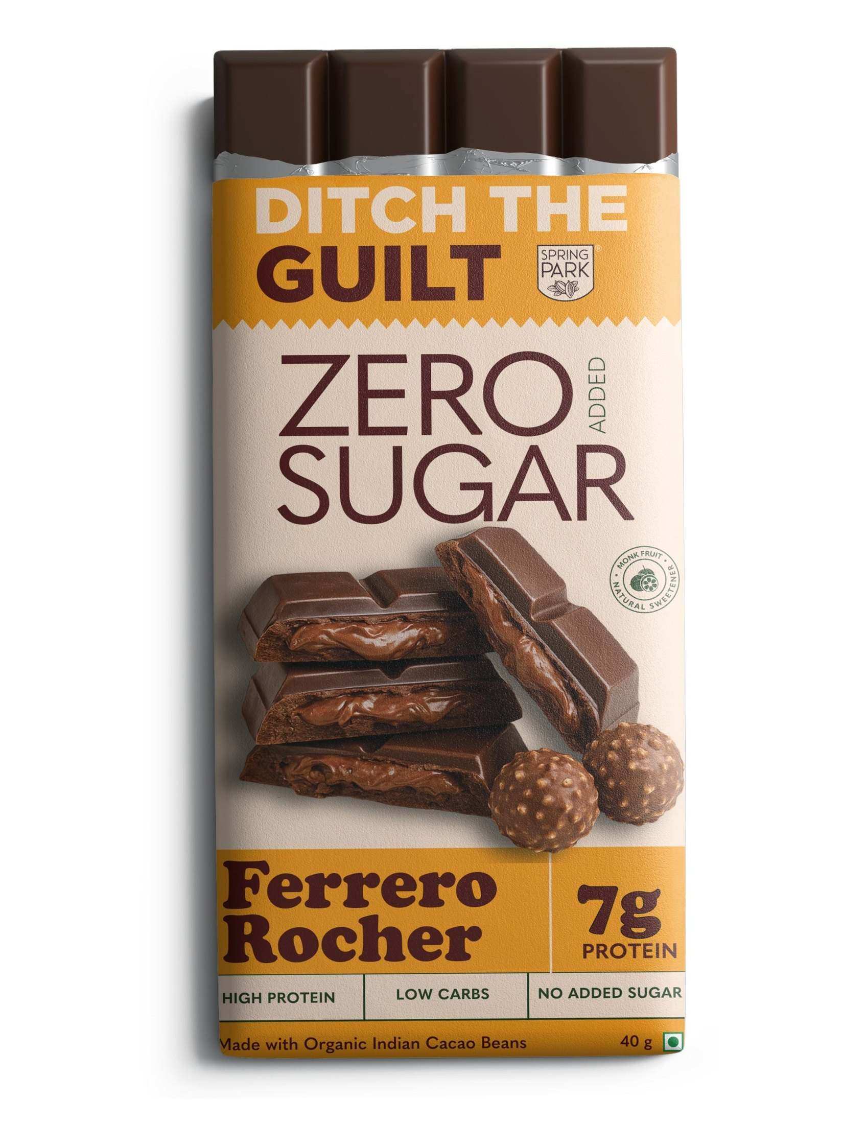 Ferrero Rocher Cheese Cake - Sugar Free Dark Protein Chocolate - Center Filled - High Protein  - 40g