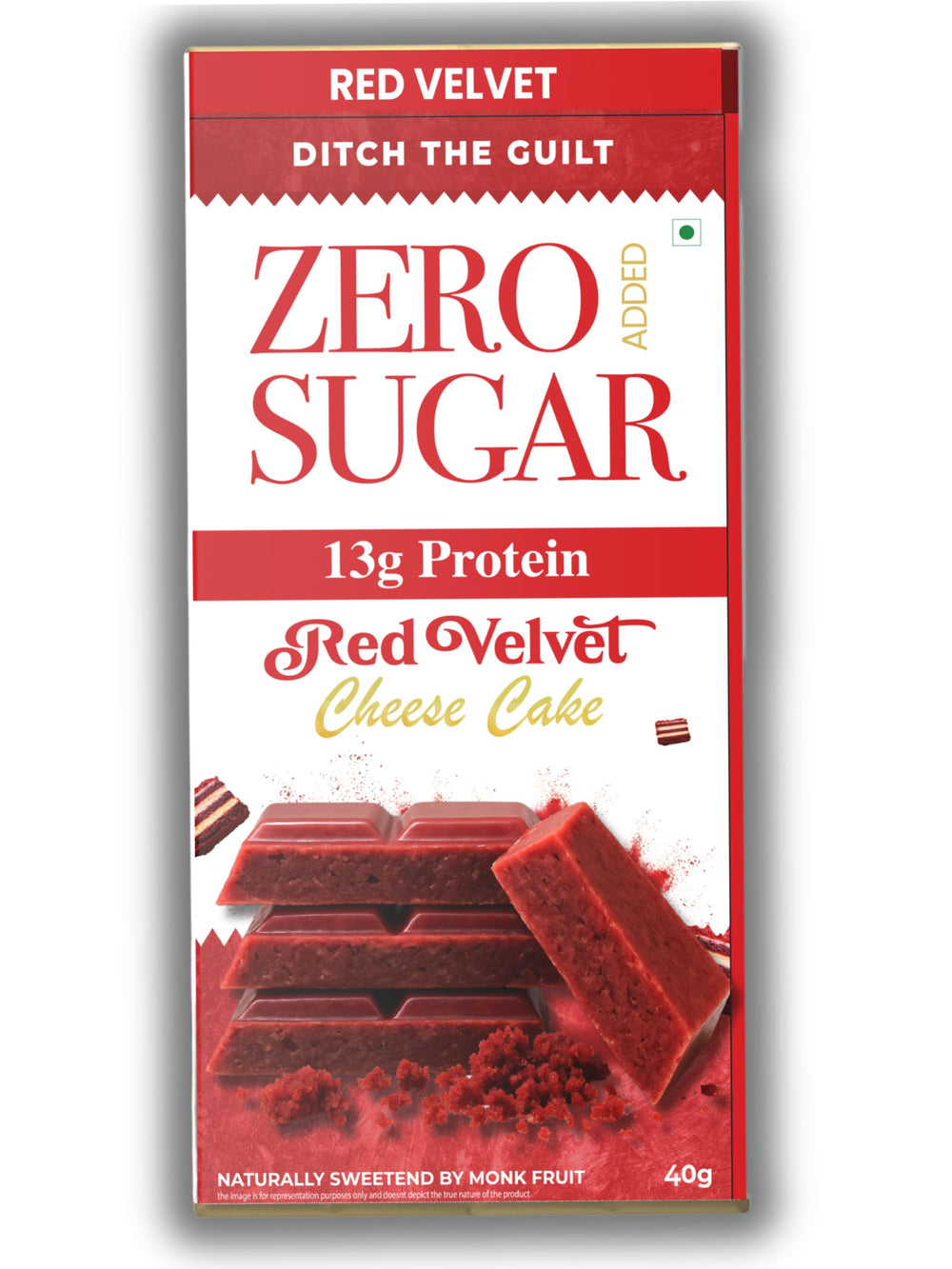 Red Velvet Cheese Cake - White Sugar Free Protein Chocolate - High Protein - 40g