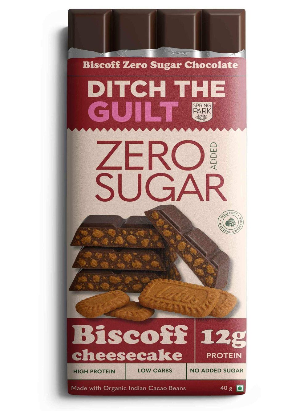 Biscoff Cheese Cake  - Sugar Free Dark Protein Chocolate -  High Protein  - 40g