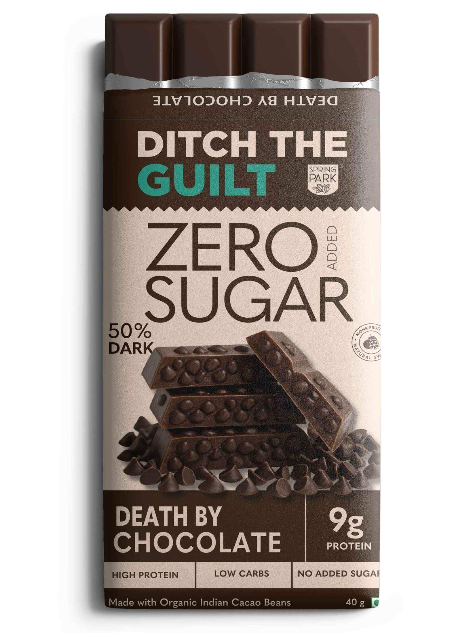 Death By Chocolate - Sugar Free Dark Protein Chocolate - High Protein  - 40g