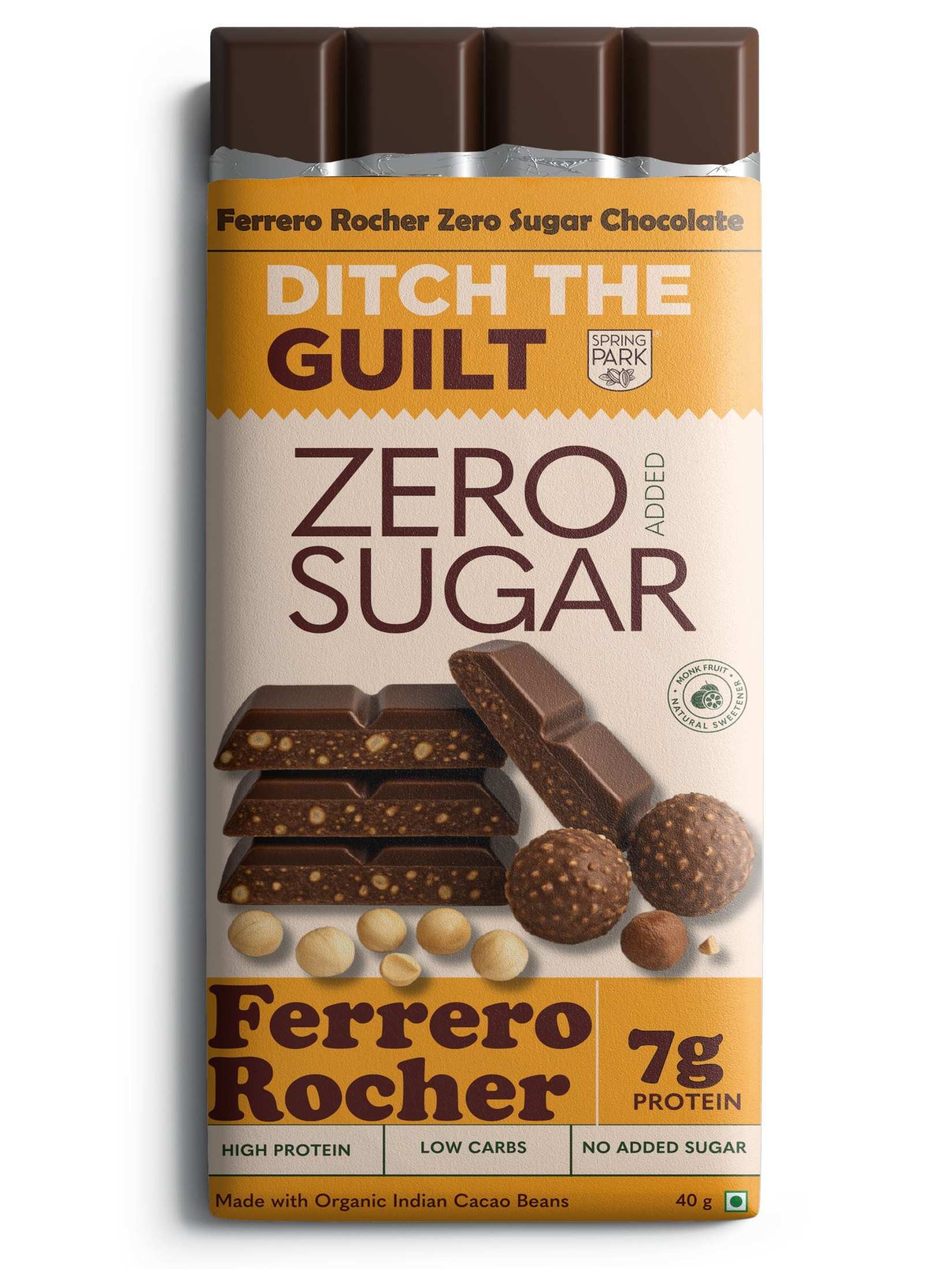 Ferrero Rocher Cheese Cake - Sugar Free Dark Protein Chocolate - High Protein  - 40g