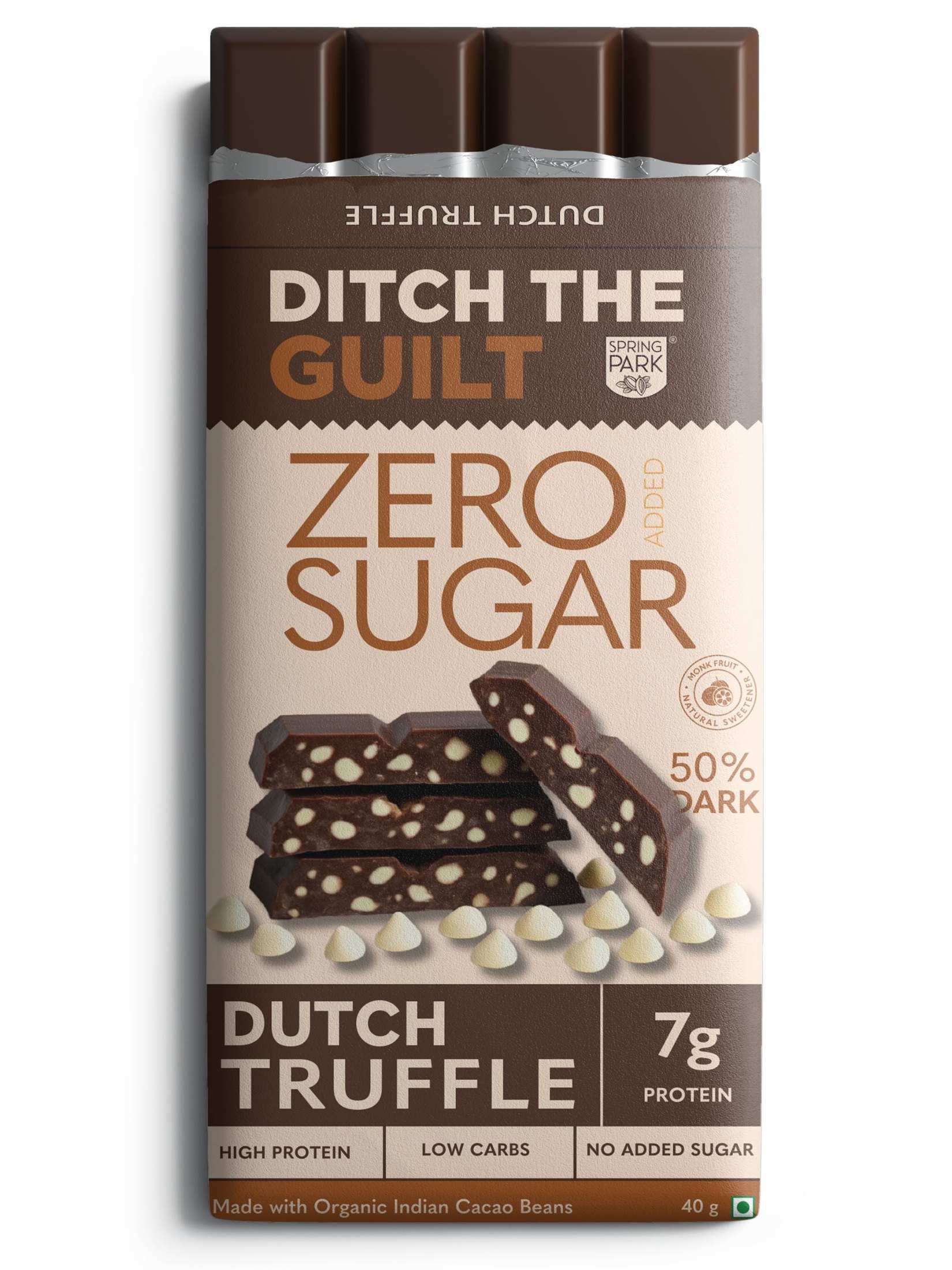 Dutch Truffle  - Sugar Free Dark Protein Chocolate - High Protein  - 40g