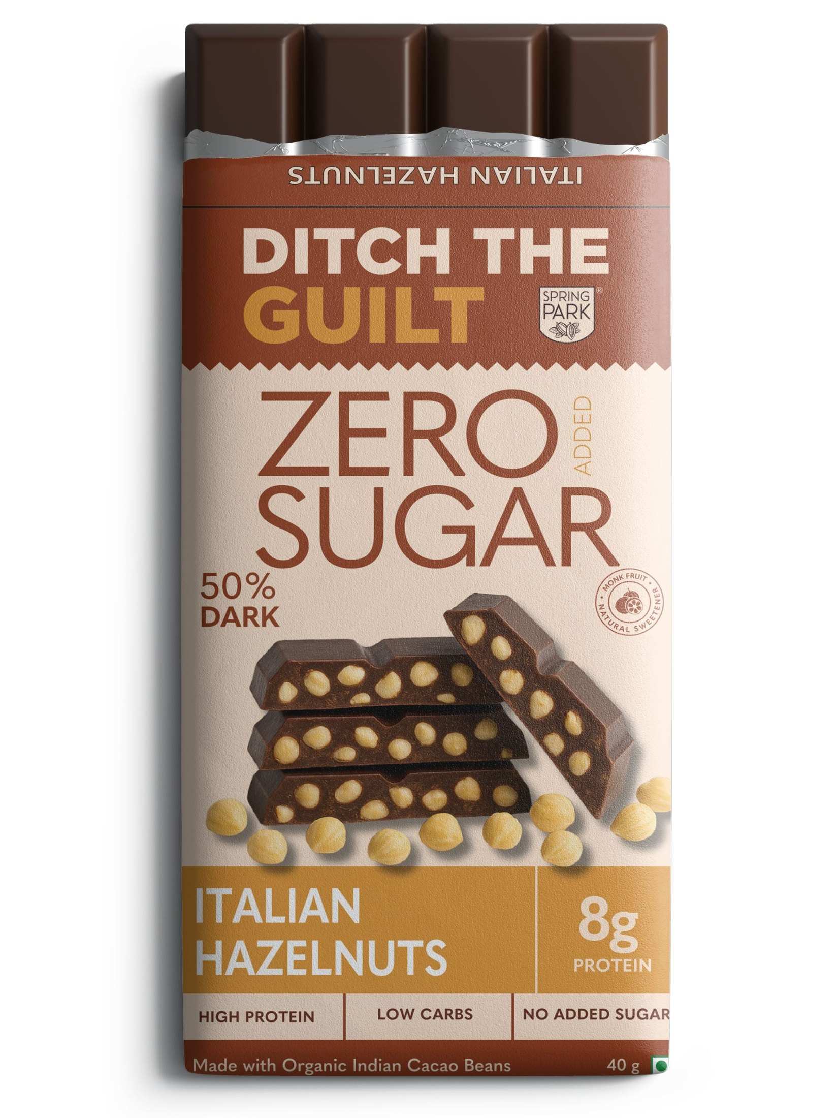 Italian Hazelnut - Sugar Free Dark Chocolate - High Protein - Low Net Carbs - 40g