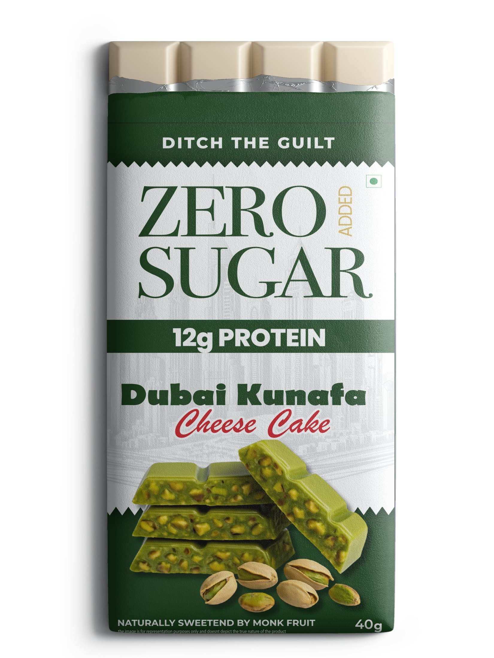 Dubai Kunafa Cheese Cake -  White Protein Sugar Free Chocolate - High Protein - 40g