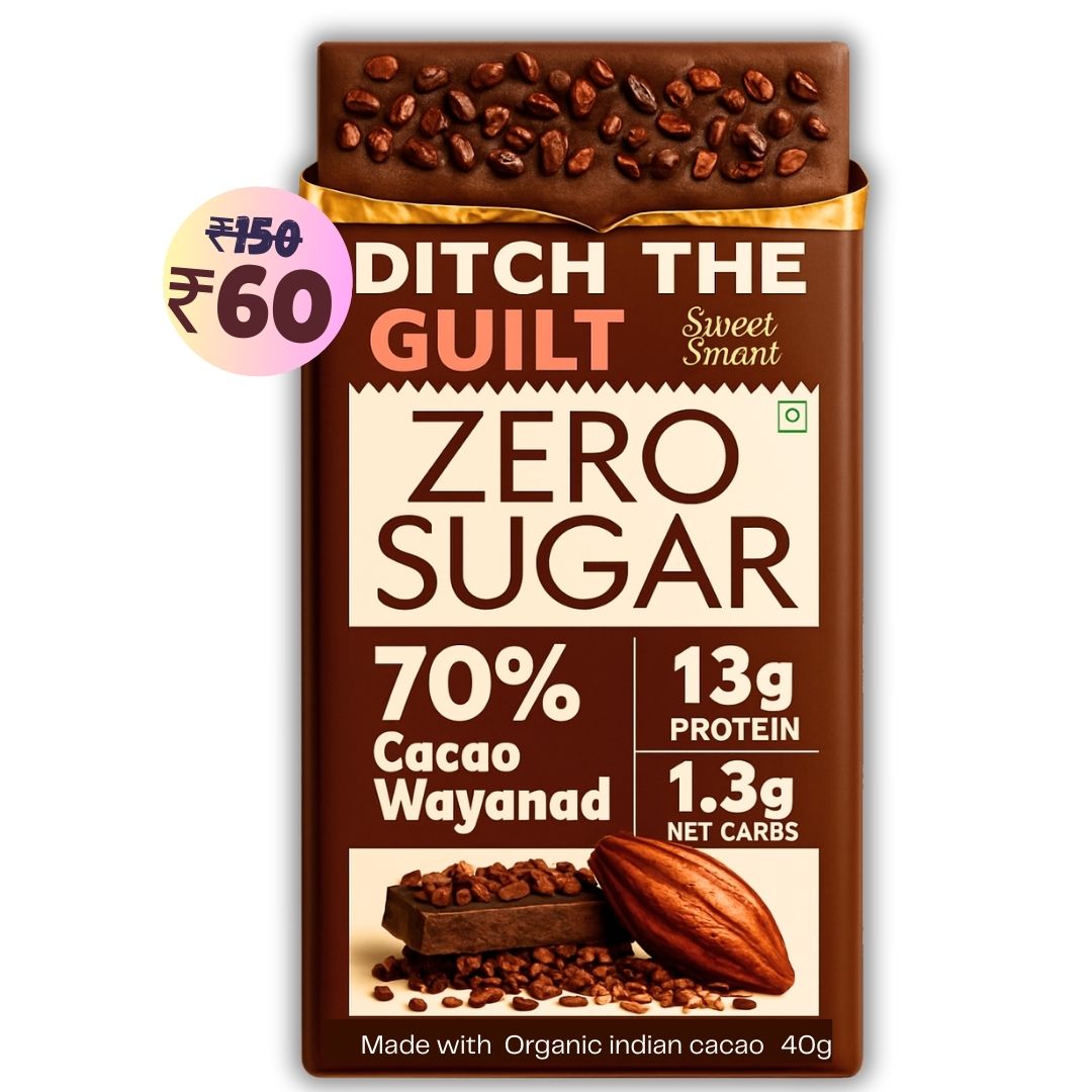 70% Wayanad Indian Cacao • 13g Protein • Sugar Free Dark Chocolate • 40g bar