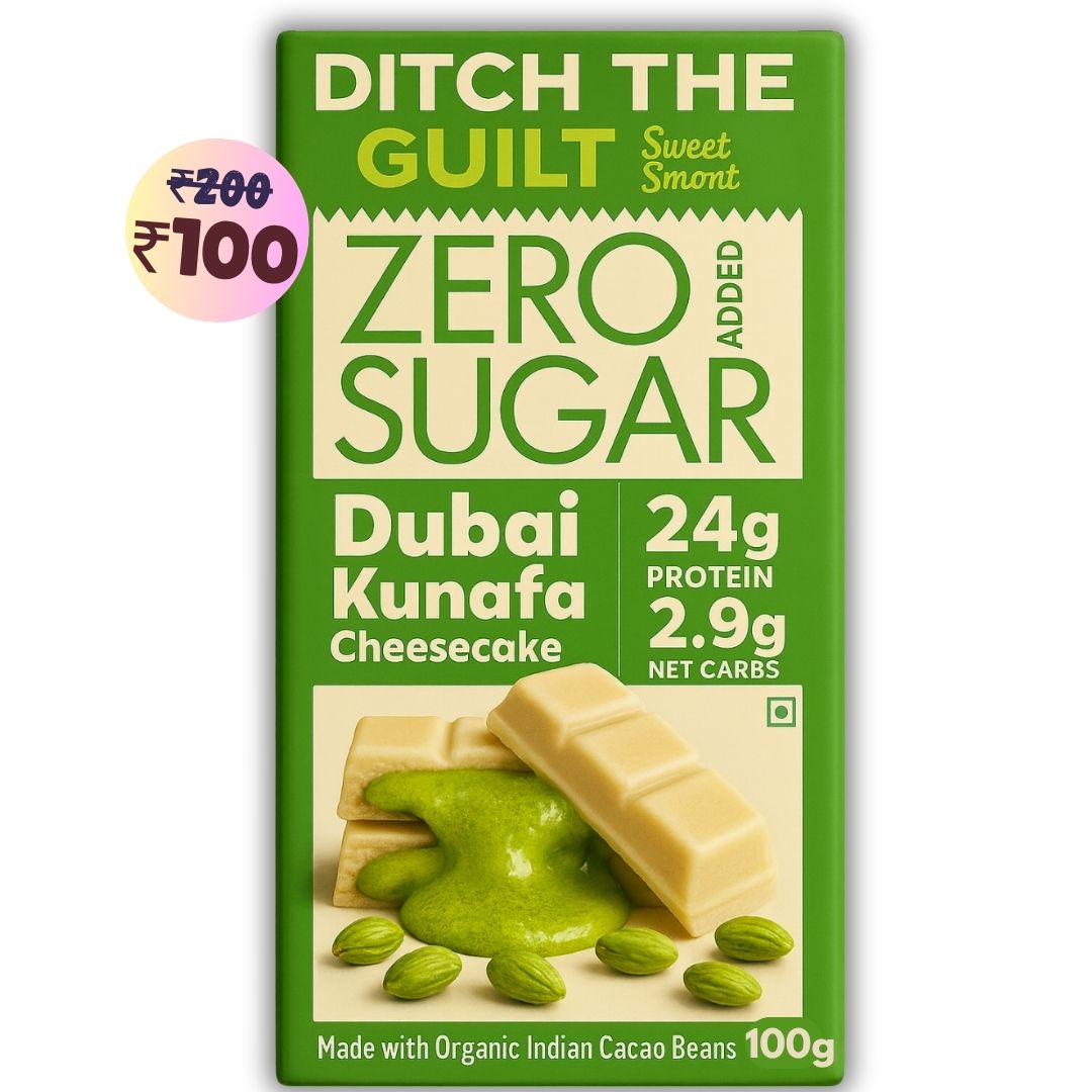 Dubai Kunafa Cheese Cake • 24g Protein • Center Filled Sugar Free White Chocolate • 100g bar