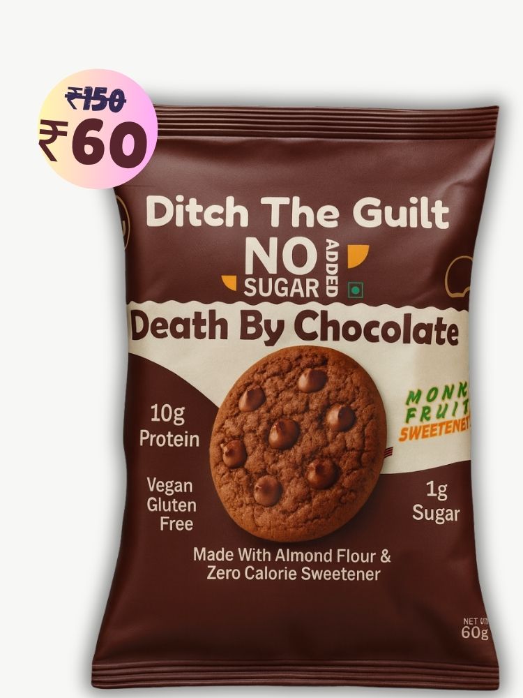 Death By Chocolate (choco chip) • 10g Protein • Zero Sugar • Made With Almond Flour • 60g