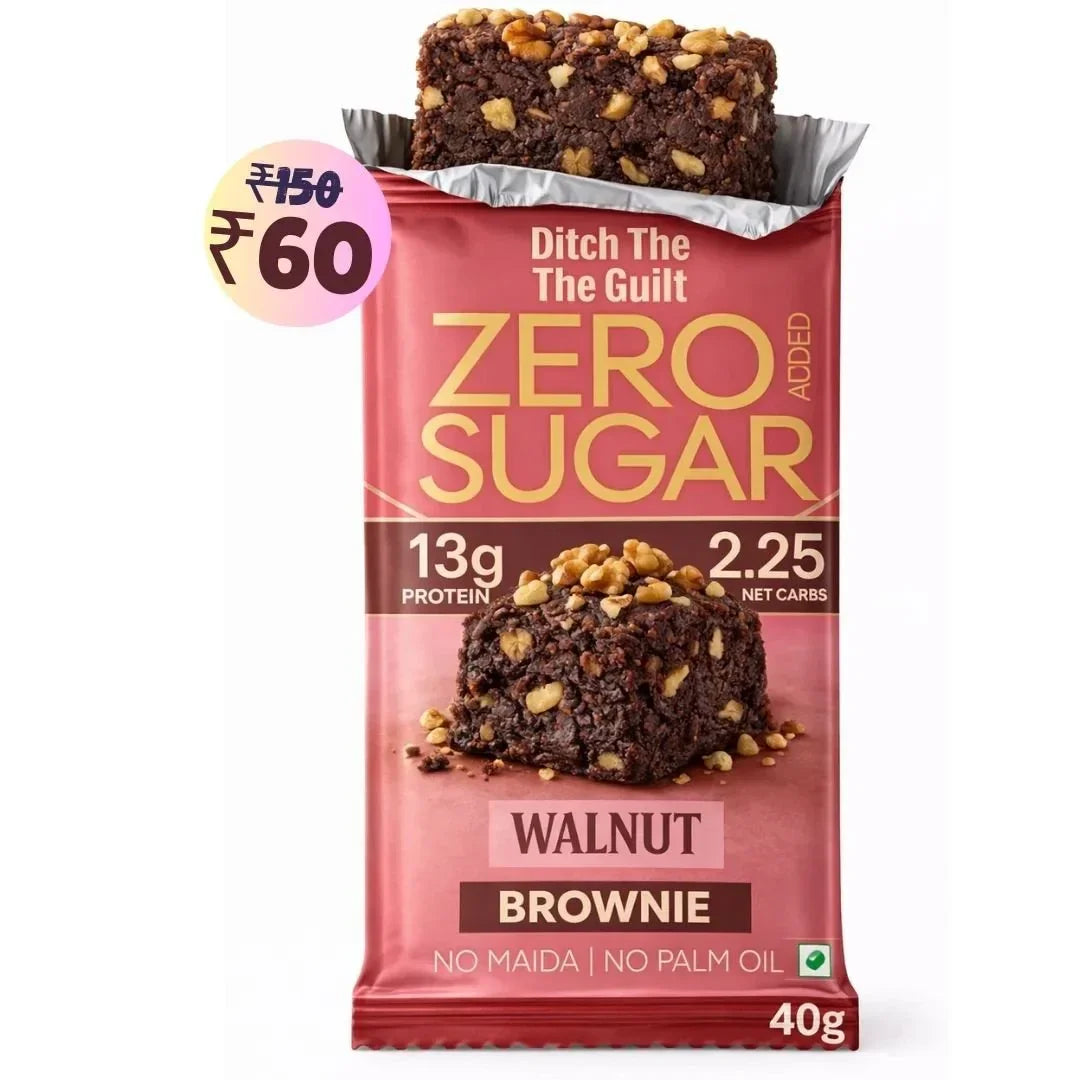 Walnut Protein Brownie • 13g Protein • Sugar Free High Protein Brownies • 40g - Ditch The Guilt