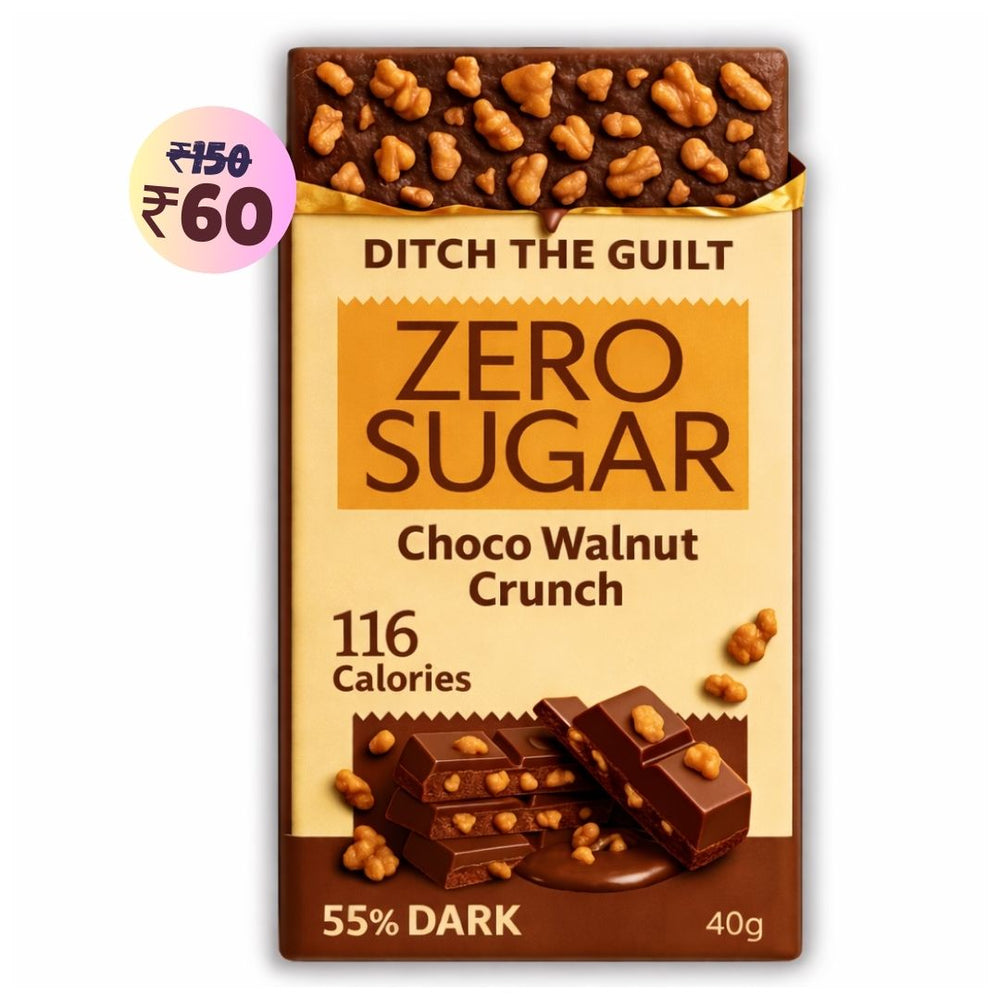 Walnut Crunch Dark Chocolate • 116 Calories • Sugar Free & Low Cal • 40g