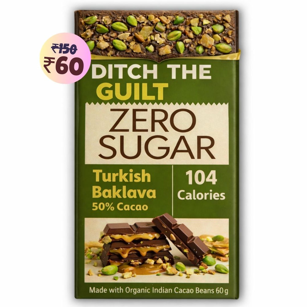 Turkish Baklava Dark Chocolate • 104 Calories • Sugar Free & Low Cal • 40g