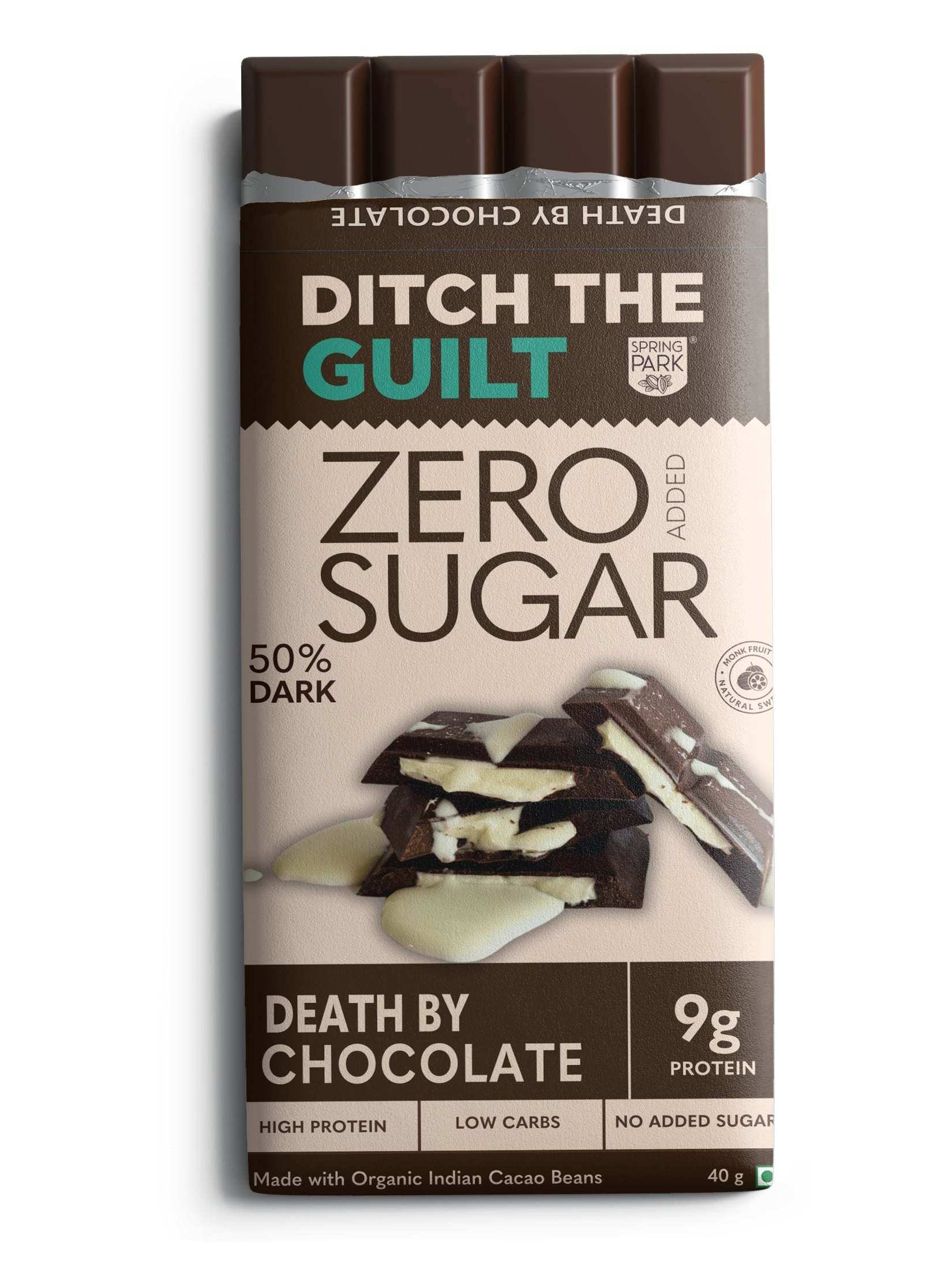 Death By Chocolate - Sugar Free Dark Protein Chocolate - Center Filled - High Protein  - 40g