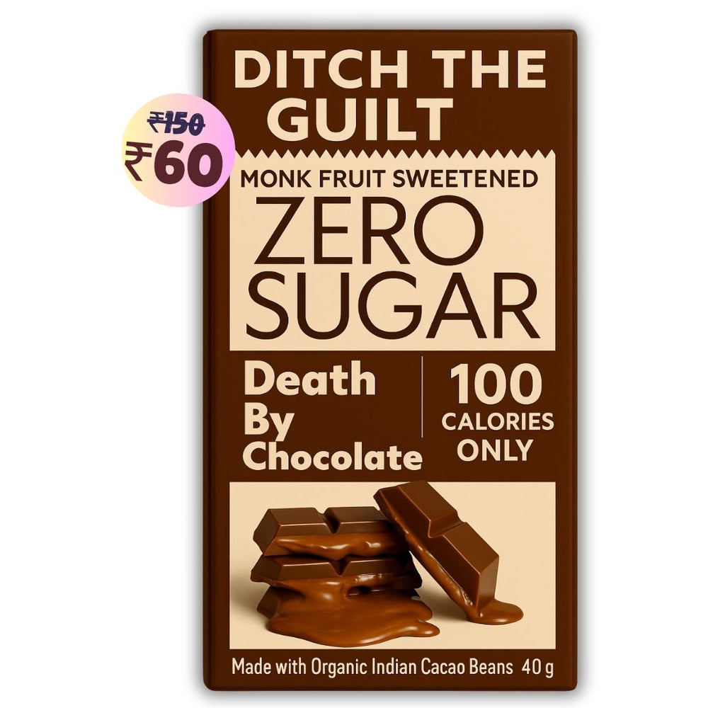Death By Chocolate • 100 Calories Only • Low Calorie Sugar Free Dark Chocolate • 40g bar