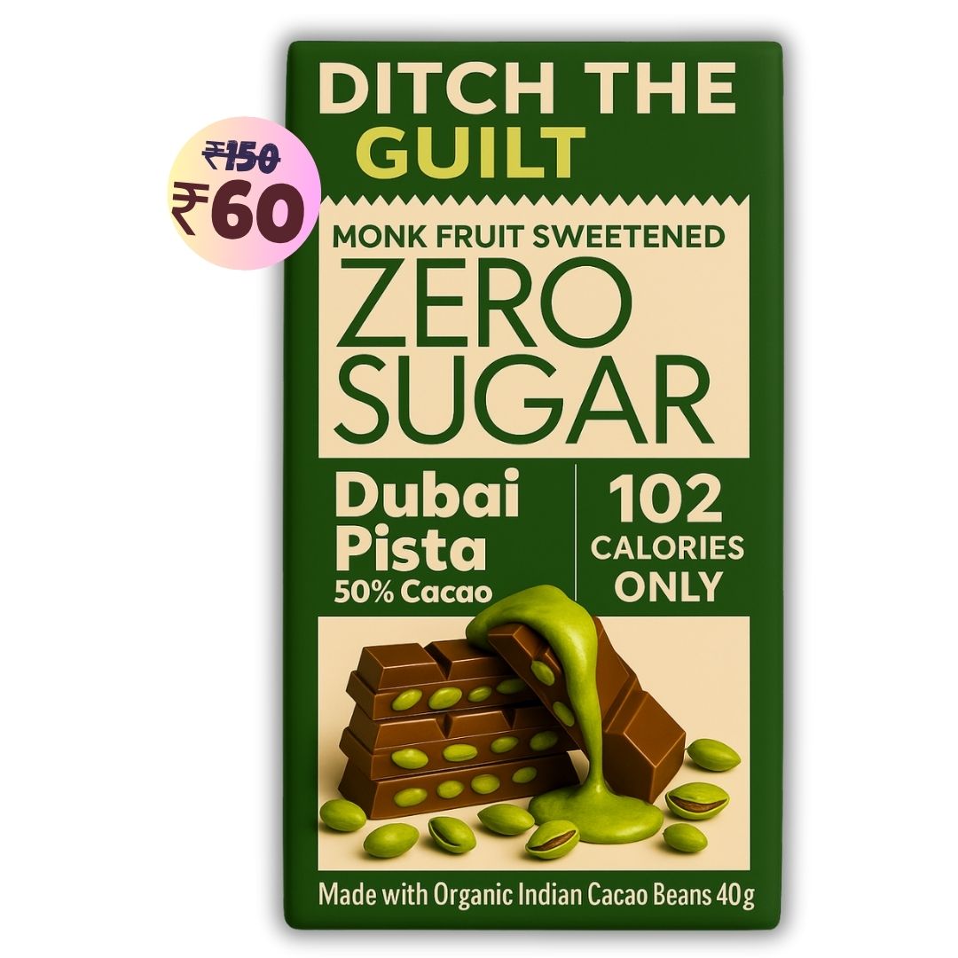 Dubai Pista Kunafa • 102 Calories Only • Low Calorie Sugar Free Dark Chocolate • 40g bar