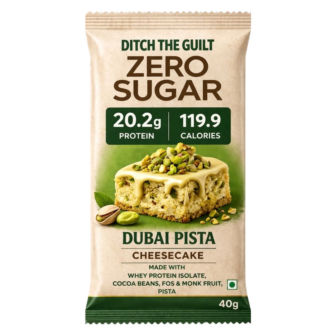 Dubai Pista Protein Cheese Cake • 20g Protein • Sugar Free High Protein Cheese Cake• 40g