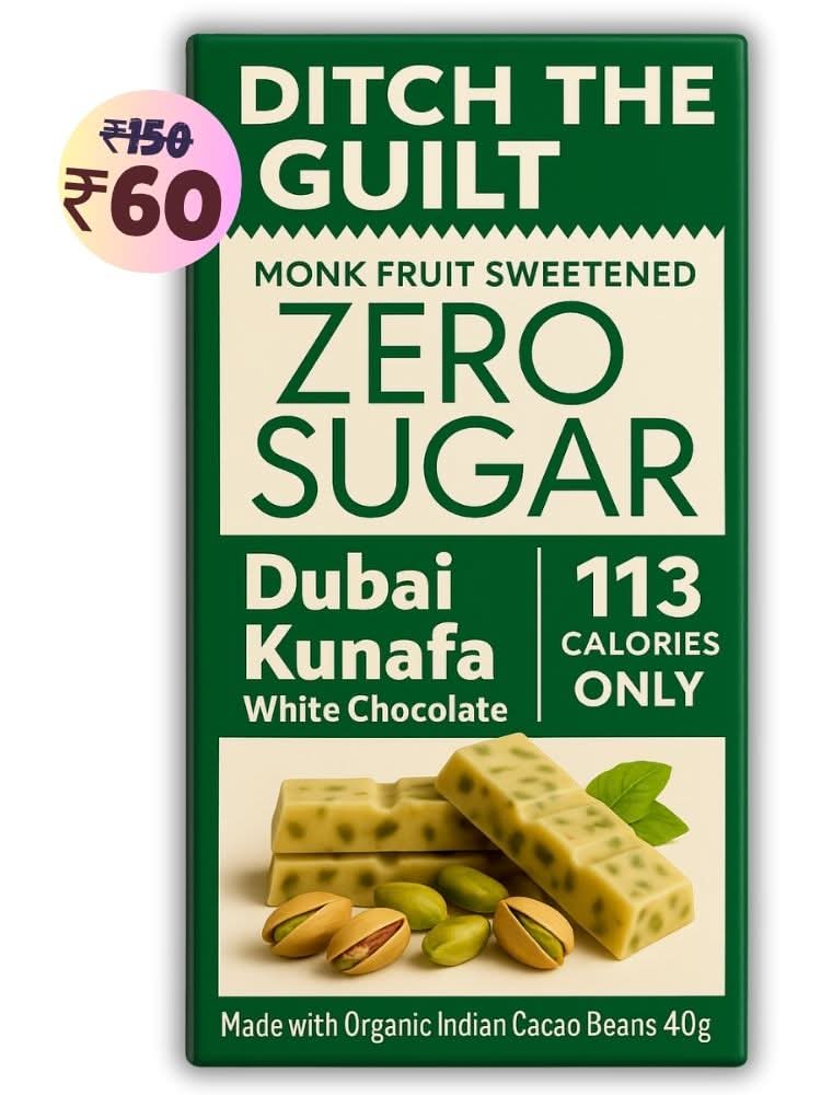 Dubai Kunafa Cheese Cake • 113 Calories • Sugar Free White Chocolate • 40g