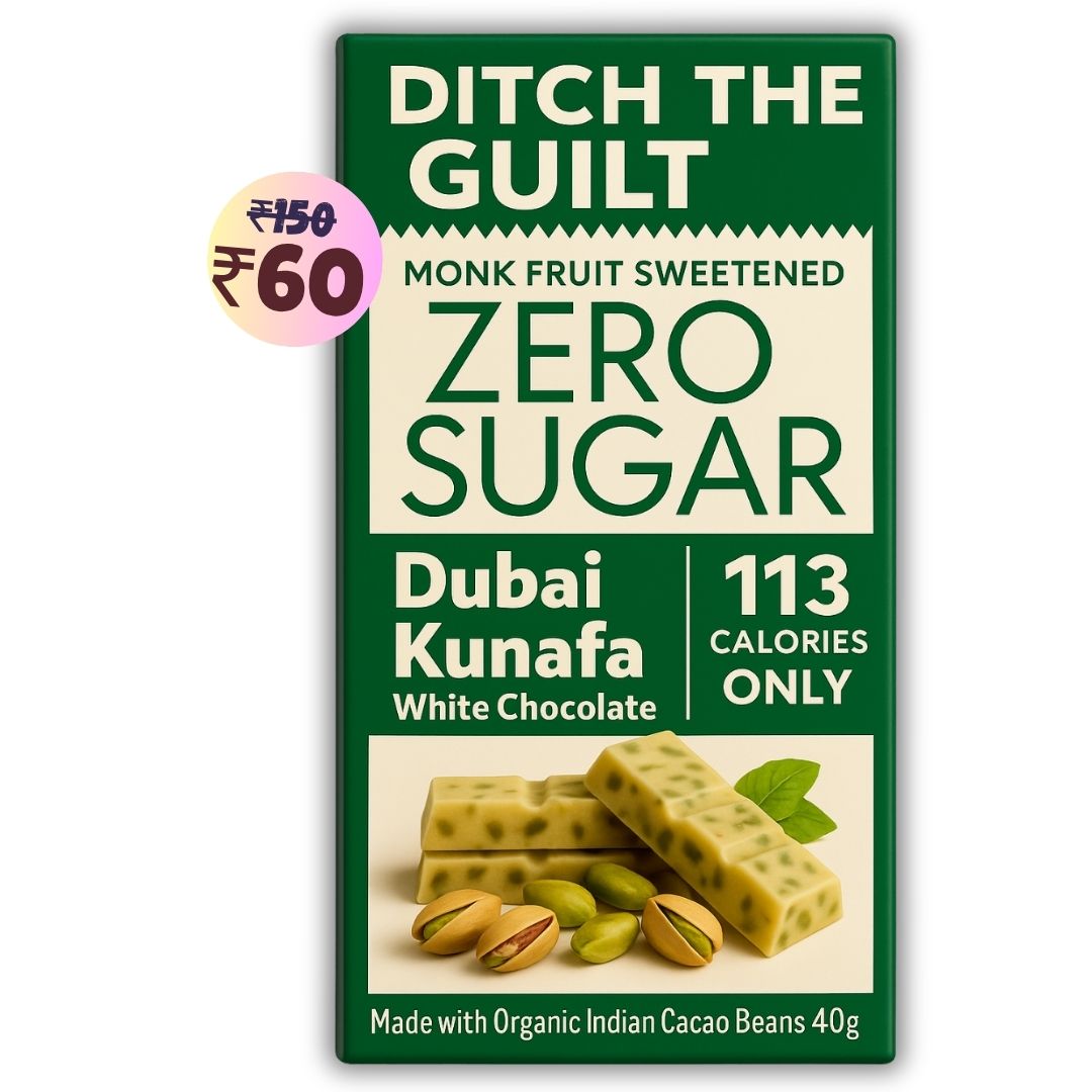 Dubai Kunafa Cheese Cake • 113 Calories Only • Low Calorie Sugar Free White Chocolate • 40g bar