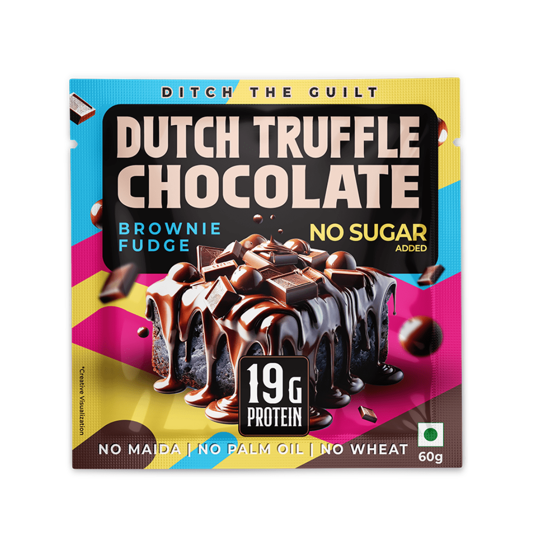 Dutch Truffle Chocolate  Protein Brownie - Sugar Free & High Protein, Low Net Carbs - 60g