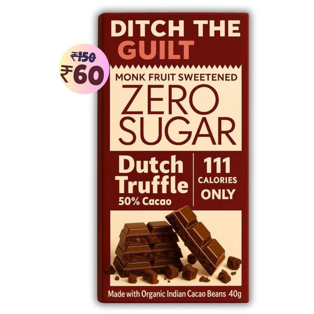 Dutch Truffle • 111 Calories Only • Low Calorie Sugar Free Dark Chocolate • 40g bar