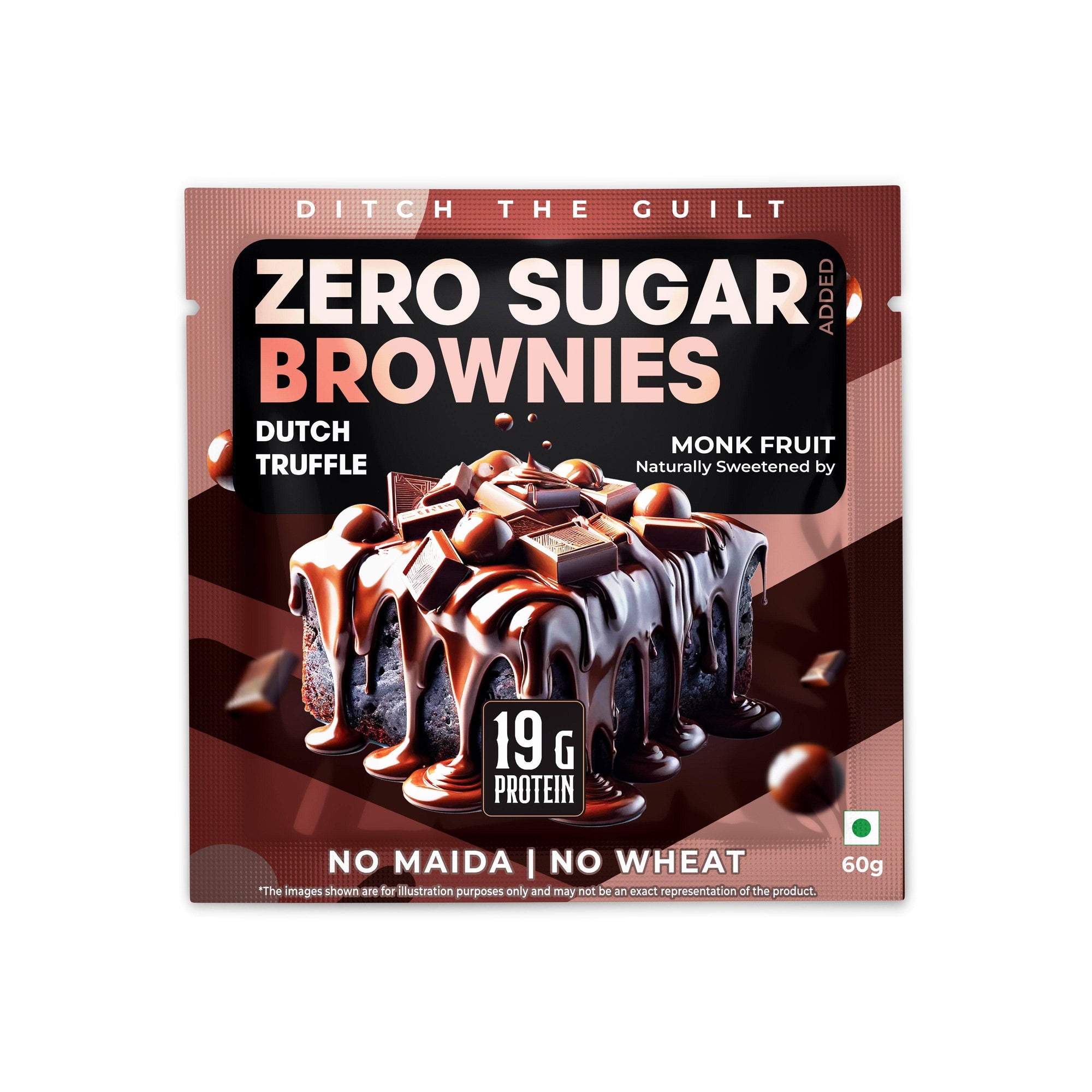 Dutch Truffle Chocolate  Protein Brownie - Sugar Free & High Protein, Low Net Carbs - 60g