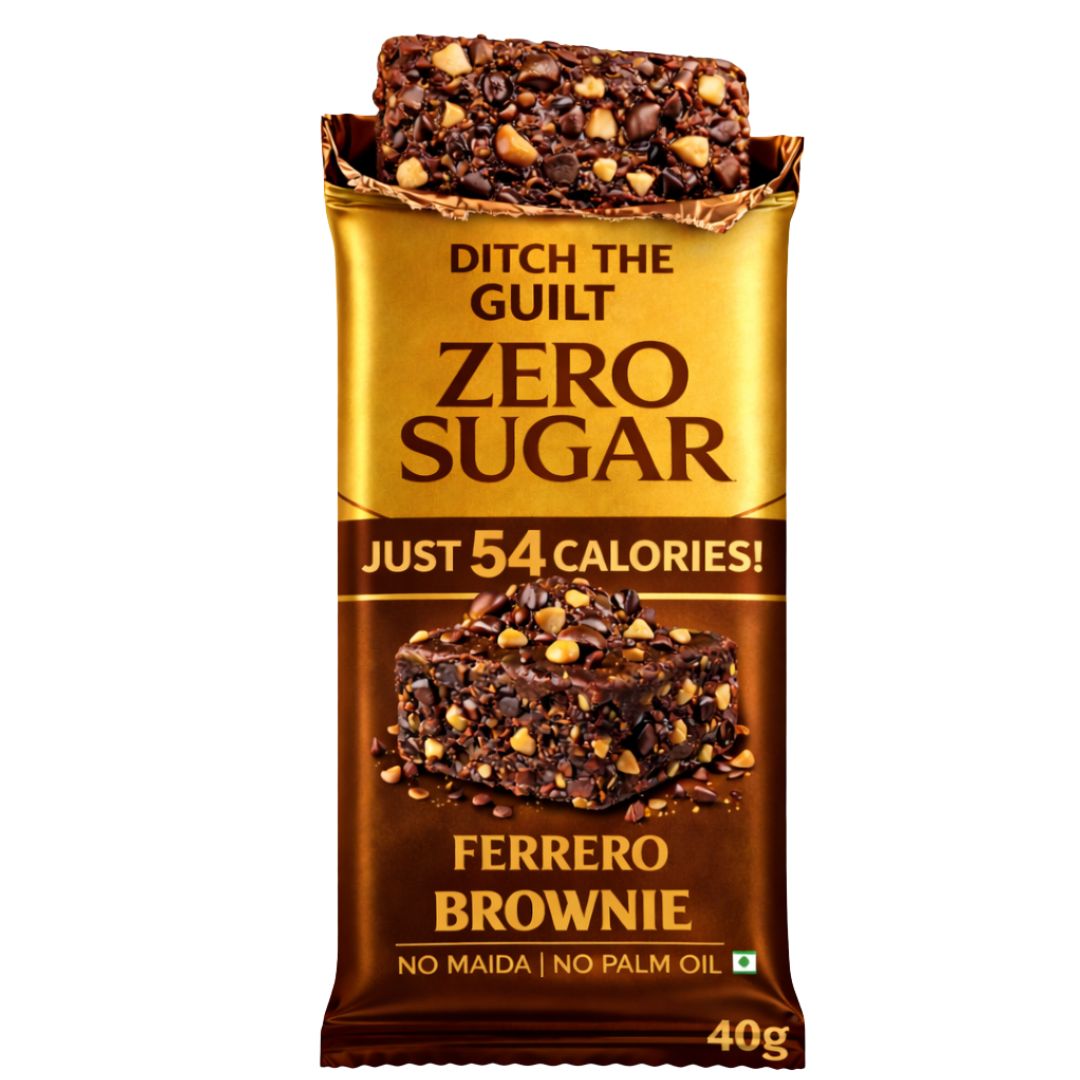 Ferrero Rocher • 54 Calories • 15% Ferrero • Low Calorie & Sugar Free Brownie • 40g